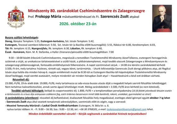 Mindszenty 80. – zarándoklat Csehimindszentre és Zalaegerszegre