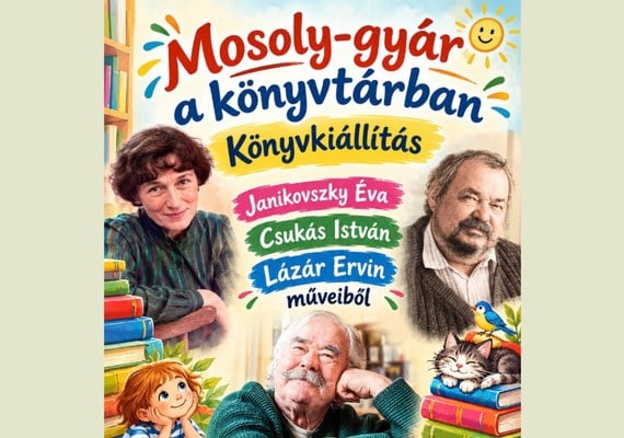 Mosoly-gyár a könyvtárban – könyvkiállítás